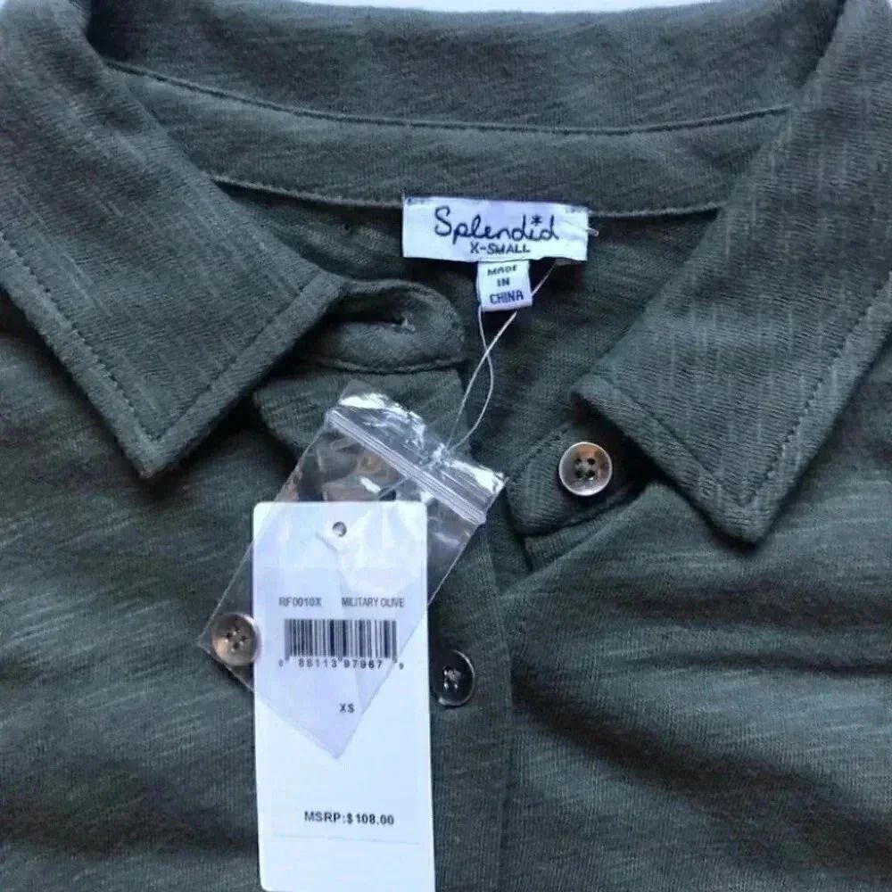 Splendid Anthropologie Military Olive Green Top Size X-Small NWT - Picture 3 of 7
